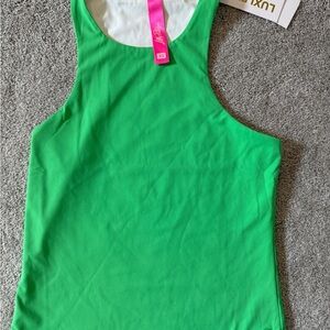 Lilly Pulitzer Reversible Green and White Women's Tank Top SPF 50+